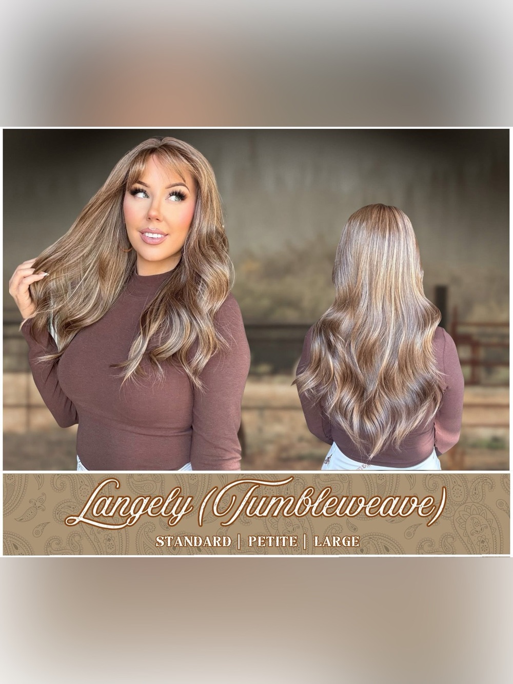 CSC Langely Tumbleweave Long Wavy Wig w/bangs Light Brown with Blonde Highlights